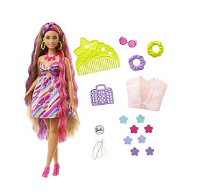 Boneca Barbie Totally Hair - Vestido Flor -  HCM89 - Mattel