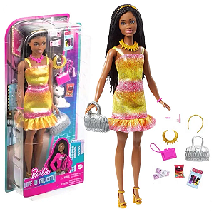 Boneca Barbie Brooklyn 30cm - Vida Na Cidade Com Acessórios - HGX53 - Mattel