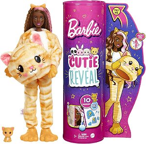 Boneca Barbie Cutie Reval Gatinho - Com 10 Surpresas - HHG18 - Mattel