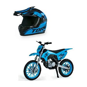 Moto Pro Rider Cross com Mini Capacete Sortida - Pro Tork - 602 - Usual Brinquedos