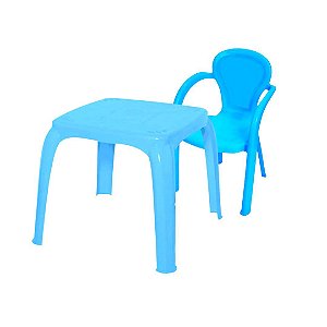 Conjunto Mesa e Cadeira Infantil Lisa - Azul - 48/149 - Usual Utilidades