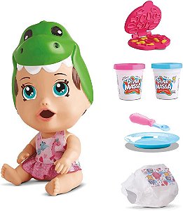 Boneca Little Dolls Bichinhos -  Dino - Come e Faz Caquinha - 8187 - Divertoys