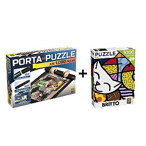 Porta Puzzle Quebra Cabeça + Quebra-Cabeça Romero Britto - 1000 Peças - 3264/3466 - Grow