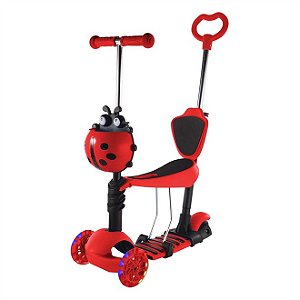 Patinete Joaninha Vermelho - 2 em 1 -  DMR5547 - Dm Toys