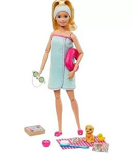 Boneca Articulada - Barbie - Fashionista - Dia De Spa Banho  - GKH73 - Mattel
