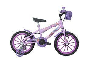 Bicicleta Infantil Aro 16 Free Action Kiss V-Brake Cestinha - Lilás - 056 - Status Bikes