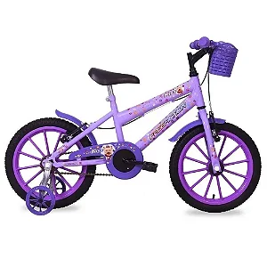 Bicicleta Infantil Aro 16 Free Action Kiss V-Brake Cestinha - Lilás - 056 - Status Bikes