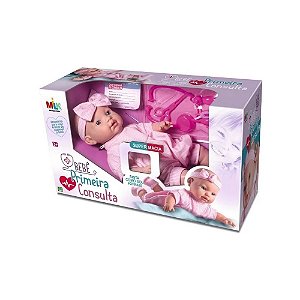 Boneca Bebê - Primeira Consulta - Com Kit Médico - 393 - Milk Brinquedos