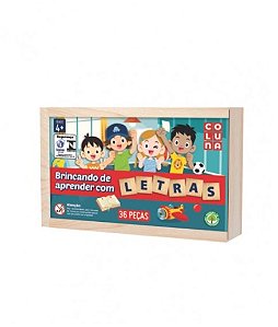 Jogo Educativo Brincando de Aprender c/ Alfabeto 144 Peças Madeira - Pais e  Filhos