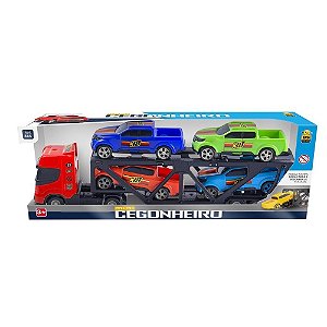 Caminhão Cegonha + 4 Carrinhos - 485 - Bs Toys