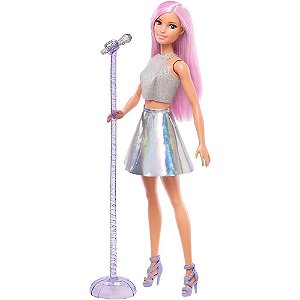 Boneca Barbie Profissões Cantora Estrela Pop -  DVF50 - Mattel