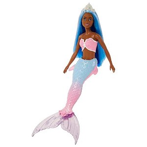 Boneca Barbie Dreamtopia Sereia Negra Cabelo Azul - HGR08 -  Mattel