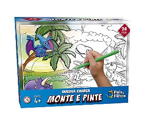 Monte e pinte Dinossauros - 24 peças - 0995 - Pais e Filhos