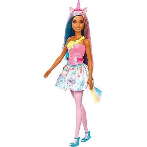 Boneca Barbie Totally Hair - Vestido Listrado - Morena - HCM90