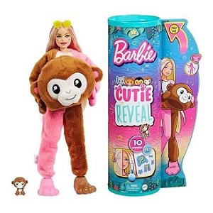 Boneca Barbie Cutie Reveal - Selva - Macaco - Com 10 Surpresas - HKP97 - Mattel