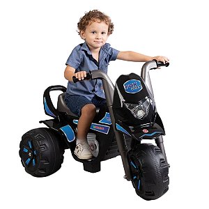 Moto Elétrica Infantil Motocross Para Criança +3 anos até 20kg Realista 6v  Xplast - Azul