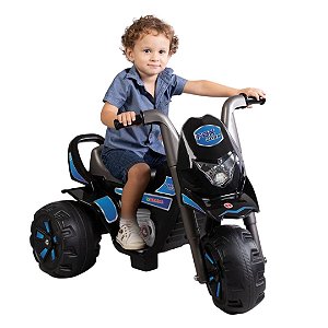 Moto Eletrica Infantil Xplast Motocross 6V Azul com Rodinhas