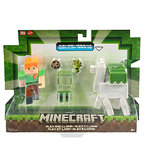 Minecraft  - Figuras Articuladas - Alex e Lhama  - GTT53 - Mattel