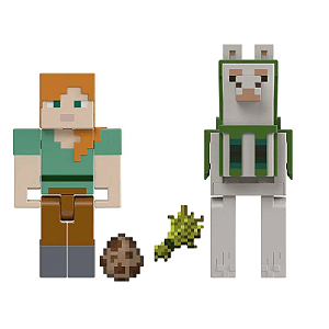 Minecraft  - Figuras Articuladas - Alex e Lhama  - GTT53 - Mattel