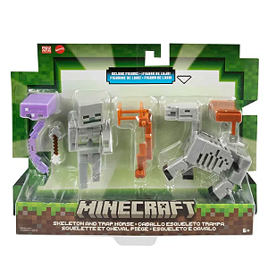 Minecraft  - Figuras Articuladas - Esqueleto e Cavalo  - GTT53 - Mattel