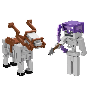 Minecraft  - Figuras Articuladas - Esqueleto e Cavalo  - GTT53 - Mattel