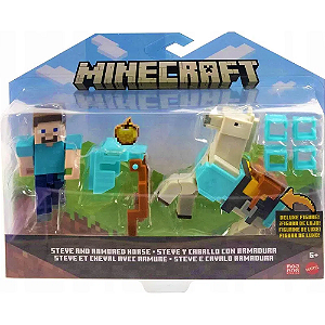 Minecraft  - Figuras Articuladas - Steve e Cavalo - GTT53 - Mattel