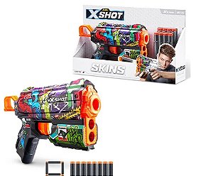 Lançador X-Shot - Skins - Flux - 8 Dardos - Graffiti - 5613 - Candide