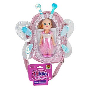 Bolsa Borboleta com boneca - Rosa - DMT6602 - Dm Toys