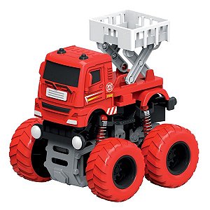 Carro Fricção Bombeiro 4×4 Maluco - C/ Plataforma -  DMT6258 - Dm Toys