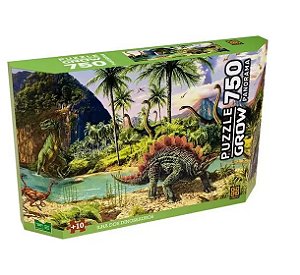 Quebra Cabeça - Puzzle 750 Peças Panorama Ilha Dos Dinossauros - 4381 - Grow