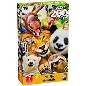 Quebra Cabeça - Puzzle 200 Peças Selfie Animais - 4432 - Grow