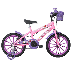 Bicicleta Infantil Aro 16 Rosa - Sweet Girl Freio V-Brake C/Cestinha - 1-057 Status Bike