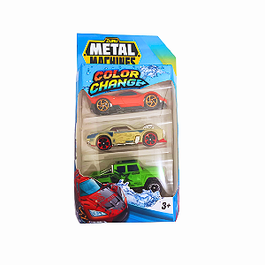 Kit com 3 Mini Veículos Die Cast Metal Machine - Color Change - 8716 Candide