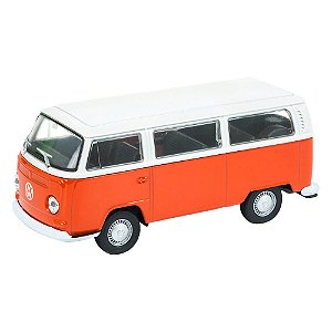 Carro Coleção 1:34-39 Clássicos Welly - 1972 Volkwagen Bus T2 Kombi Laranja - DMC6513 - Dm Toys