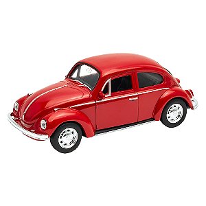 Miniatura Colecionável Volkswagen Beetle - Fusca Vermelho - Escala 1:34-39 Welly - DMC6513- Dm Toys