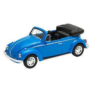 Miniatura Colecionável Volkswagen Beetle - Fusca Azul Conversível - Escala 1:34-39 Welly - DMC6513- Dm Toys