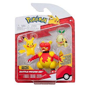 Pokémon Figuras de Ação - Pikachu, Magmar e Turtwing - 2603 - Sunny