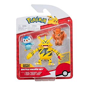 Pokémon Figuras de Ação - Piplup, Electabuzz  e Vulpix - 2603 - Sunny