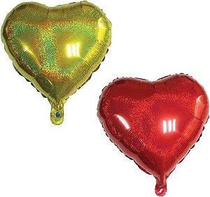 Balão Metalizado Coração Vermelho/Dourado - Pacote C/ 2 Unidade - 9533 - Pais e Filhos