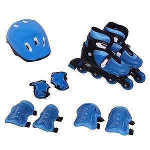 Kit Rollers Radical Ajustável - C/ Acessórios - Azul - Tam. 37-40 G - 3653 - Bel Sport