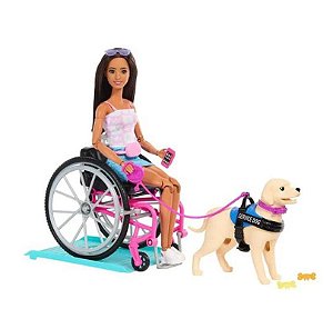 Barbie Com Cadeira De Rodas e Cão De Serviço - HJY85 - Mattel