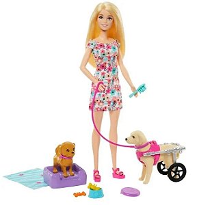 Boneca Barbie Animais Estimação Cachorro HTK37 - Mattel