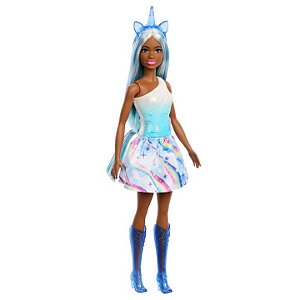 Barbie Fantasia Boneca Saia de Unicórnio de Sonho Azul - HRR14 - Mattel