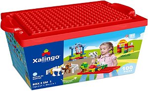 Bloco de Montar Grande Box 2 em 1 - 100 Peças - 68365 Xalingo
