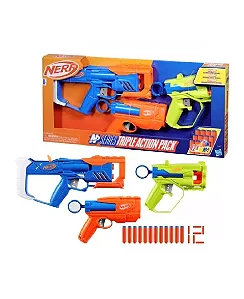 Lançador de Dardos Nerf N - Triple Action 12 Dardos - F9841 - Hasbro