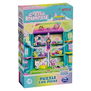 Quebra-cabeça 100 peças Gabby's Dollhouse Brilhante - 4690 - Grow