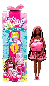 Boneca Barbie Party Unboxed - Negra - JFG68 - Mattel