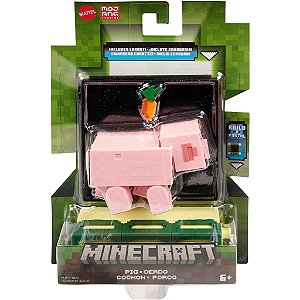 Boneco Minecraft Pig e  Acessório 7Cm Gtp08 Mattel