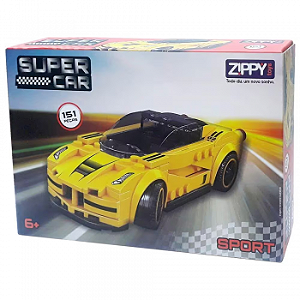 Bloco de Montar Super Car Sport Amarelo 151 Peças - 8344 - Zippy Toys