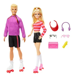 Conjunto Boneca Barbie E Ken Com Patins - HXK90 Mattel